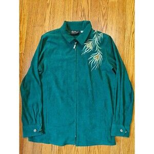 Bob Mackie Wearable Art Embroidered Women's Zip Up Top Blazer Size M Vintage Y2K